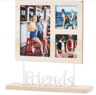 Rama foto HomeStyling Collection, MDF, 24x24 cm, 3 fotografii, alb
