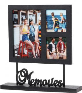 Rama foto HomeStyling Collection, MDF, 24x24 cm, 3 fotografii, negru
