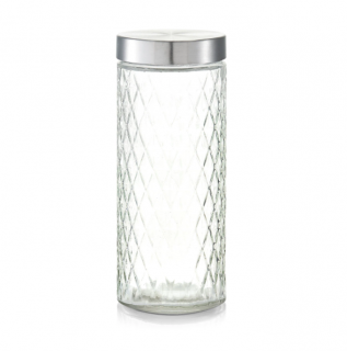 Recipient depozitare alimente Zeller, sticla metal, 2000 ml, transparent argintiu