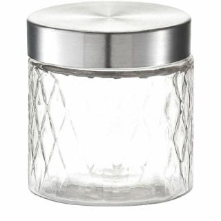 Recipient depozitare alimente Zeller, sticla metal, 750 ml, transparent argintiu