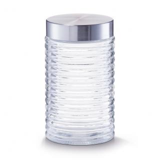 Recipient depozitare Zeller, sticla otel inoxidabil, 10.5x22.5 cm, transparent argintiu
