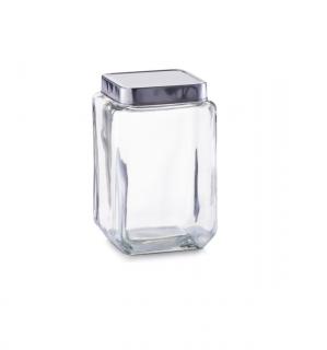 Recipient depozitare Zeller, sticla otel inoxidabil, 11x11x18 cm, 1.5 l, transparent