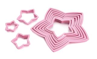 Set 10 forme fursecuri Ibili, plastic, 4-20 cm, roz