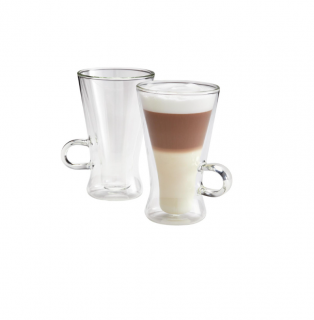 Set 2 cesti latte macchiato Judge, sticla borosilicata, 11x13.5 cm, 320 ml, transparent