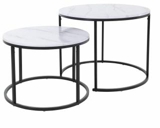 Set 2 mese HomeStyling Collection, metal MDF, 50x35 cm, 60x45 cm, alb negru