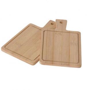 Set 2 mini tocatoare cu maner Koopman International, bambus, 19 cm, maro, dreptunghi
