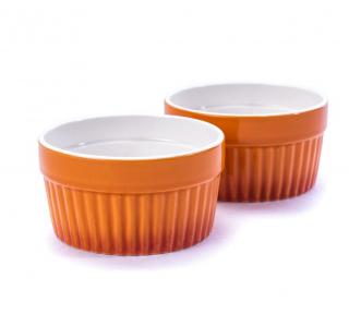 Set 2 ramekini Excellent Houseware, portelan, 11x5 cm, portocaliu alb