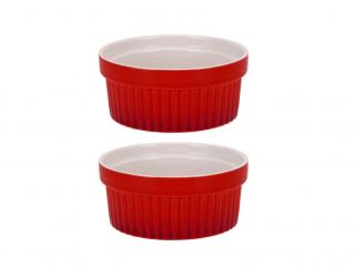 Set 2 ramekini Excellent Houseware, portelan, 9x5 cm, rosu alb