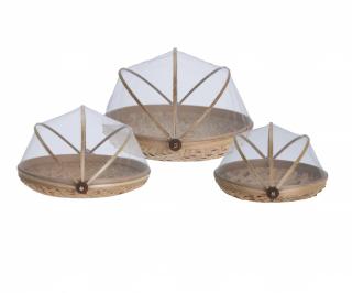 Set 3 cosuri acoperire alimente HomeStyling Collection, bambus, 38x34x12 cm, maro
