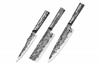 Set 3 cutite Samura-Meteora, otel damasc VG10, 17.4 17.3 20.9 cm, argintiu negru