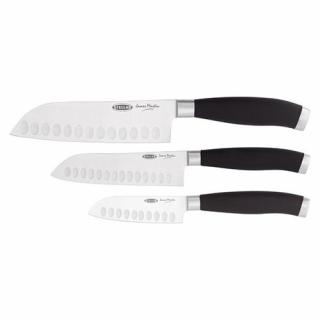 Set 3 cutite santoku James Martin, otel inoxidabil, 9 13 15 cm, argintiu negru