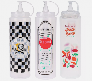 Set 3 dispensere sosuri Excellent Houseware, plastic, 700 ml, multicolor