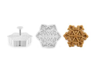 Set 3 forma fursecuri fulgi de nea Ibili, plastic, 5.5-7 cm, alb