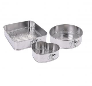 Set 3 forme tort detasabile La Cucina, aluminiu, 26x26x7.5 cm, argintiu