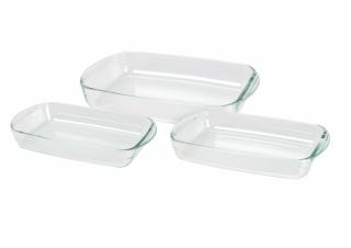 Set 3 vase cuptor Termolex, sticla termorezistenta, 3.6 2.6 1.6 l, transparent