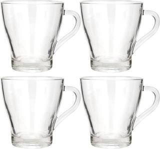 Set 4 cesti cafea ceai Excellent Houseware, sticla, 9x9.5 cm, 300 ml, transparent