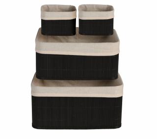 Set 4 cutii depozitare HomeStyling Collection, bambus, 38x27x18 cm, negru