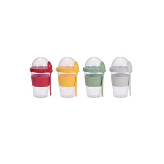 Set 4 pahare iaurt Excellent Houseware, plastic, 9x16 cm, 600 ml, multicolor