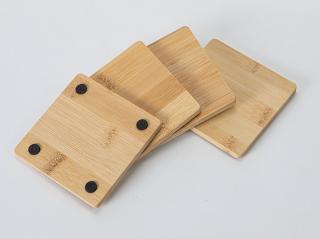 Set 4 suporturi pahare Excellent Houseware, bambus, 10x10 cm, maro, patrat