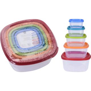 Set 5 cutii alimentare cu capac Koopman, plastic, multicolor