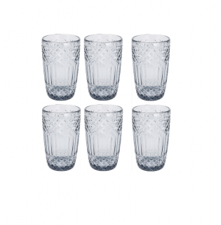 Set 6 pahare Excellent Houseware, sticla, 8x13 cm, 380 ml, transparent negru