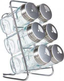 Set 6 recipiente depozitare contimente Zeller, sticla otel inoxidabil, 18x9.3x15 cm, transparent