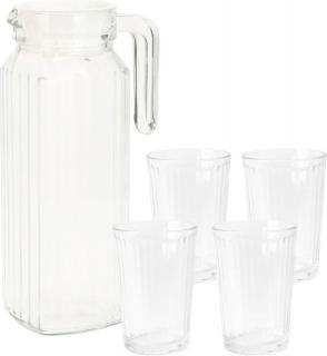 Set carafa si pahare Koopman International, sticla, 1.1 l, transparent