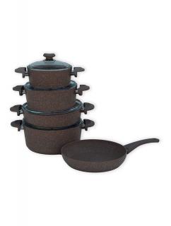 Set oale 9 piese OMS, aluminiu granit, maro