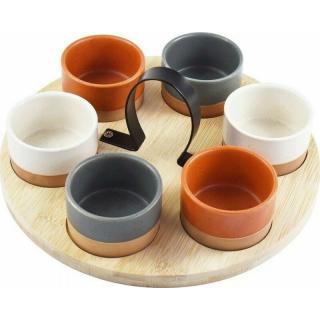 Set servire 7 piese Excellent Houseware, ceramica bambus, 24x12 cm, multicolor