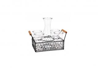 Set servire bauturi racoritoare Excellent Houseware, sticla metal, 30x17 cm, transparent negru