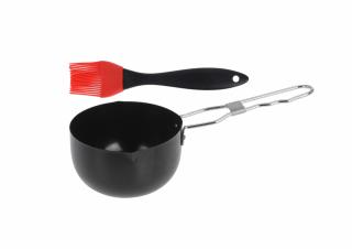 Set sosiera si pensula BBQ, metal silicon, 11.5x6.5 cm, negru rosu