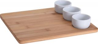 Set sushi 4 piese Excellent Houseware, bambus portelan, 28x24 cm, maro alb