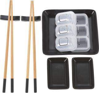 Set sushi 8 piese Excellent Houseware, ceramica, negru