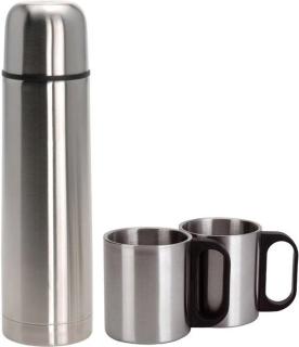 Set termos si doua cani Excellent Houseware, otel inoxidabil, 1 l, argintiu