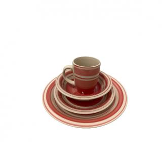 Set vesela 16 piese Koopman Excellent Houseware-Roma, ceramica, alb rosu