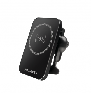 Suport auto Forever, pentru aerisire MACH-100, magnetic cu incarcare wireless, 15W, negru