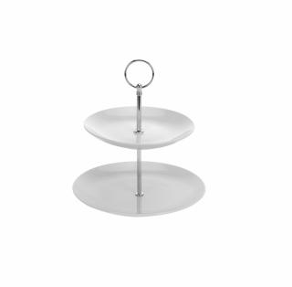 Suport servire cu 2 nivele Excellent Houseware, portelan, 21x25cm, alb