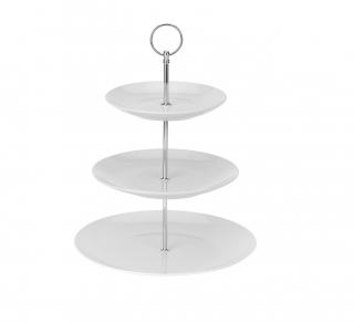 Suport servire cu 3 nivele Excellent Houseware, portelan, 25x34 cm, alb