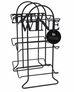 Suport sticle vin Excellent Houseware, metal, 21x17x33 cm, negru