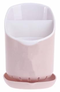 Suport tacamuri cu tavita Excellent Houseware, plastic, 12x11 cm, roz