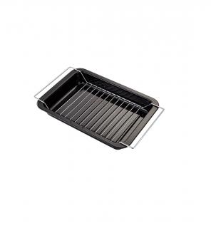 Tava cuptor cu suport Judge-Essentials Enamel, otel carbon email, 39x25x5 cm, negru argintiu