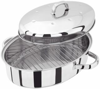 Tava ovala cu gratar Judge Speciality Cookware, otel inoxidabil, 32x22x15 cm, argintiu