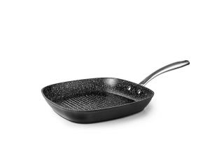 Tigaie grill Ibili Quarzo, aluminiu forjat, 28x28x4 cm, negru argintiu