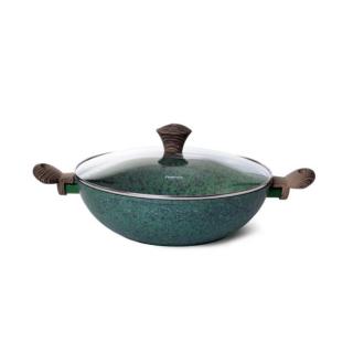 Tigaie wok Fissman-Malachite, aluminiu, 30x9 cm, verde maro