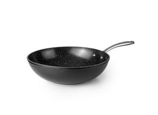 Tigaie wok Ibili Quarzo, aluminiu forjat, 30 cm, negru argintiu