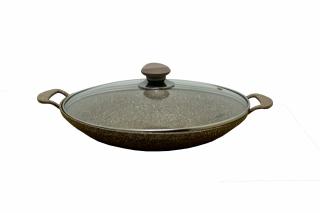 Tigaie wok OMS-Granite, aluminiu granit, 30x6 cm, maro