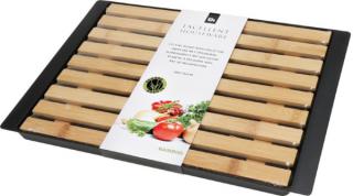 Tocator pentru paine cu tavita Excellent Houseware, bambus plastic, 33x26x2 cm, maro negru