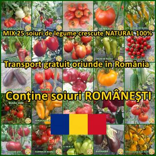 MIX 25 soiuri de legume crescute NATURAL 100% (transport gratuit oriunde in Romania) - contine si soiuri ROMANESTI