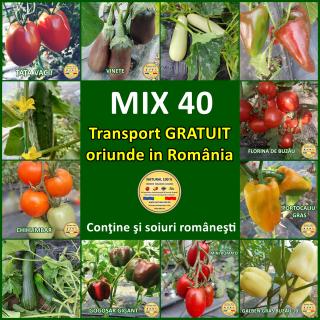 Recomandat! MIX 40 soiuri de legume crescute NATURAL 100% (transport gratuit oriunde in Romania) - contine si soiuri ROMANESTI