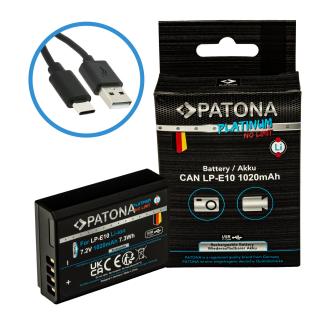 Acumulator cu intrare USB-C pentru Canon LP-E10 EOS 1100D 1020mAh Patona Platinum